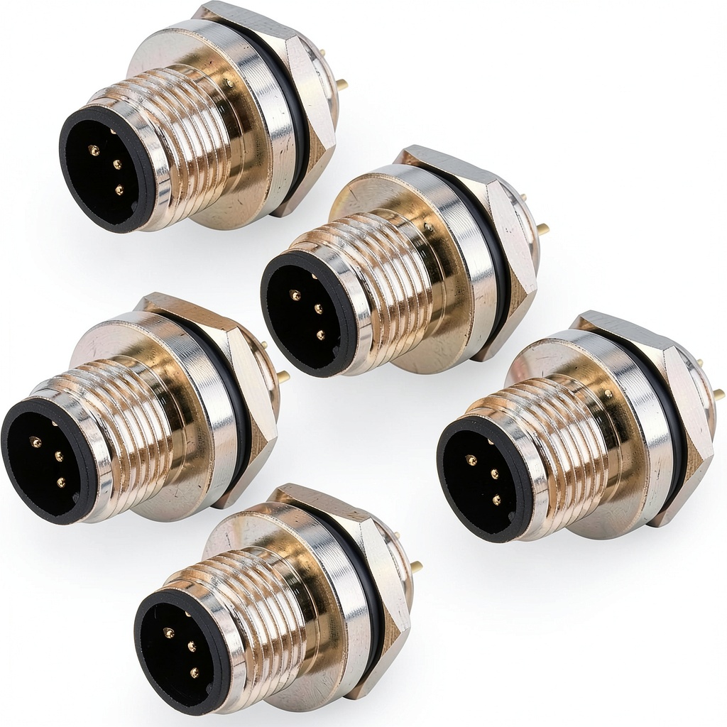Liangqi Tech M12 5-pin connector showing waterproof construction