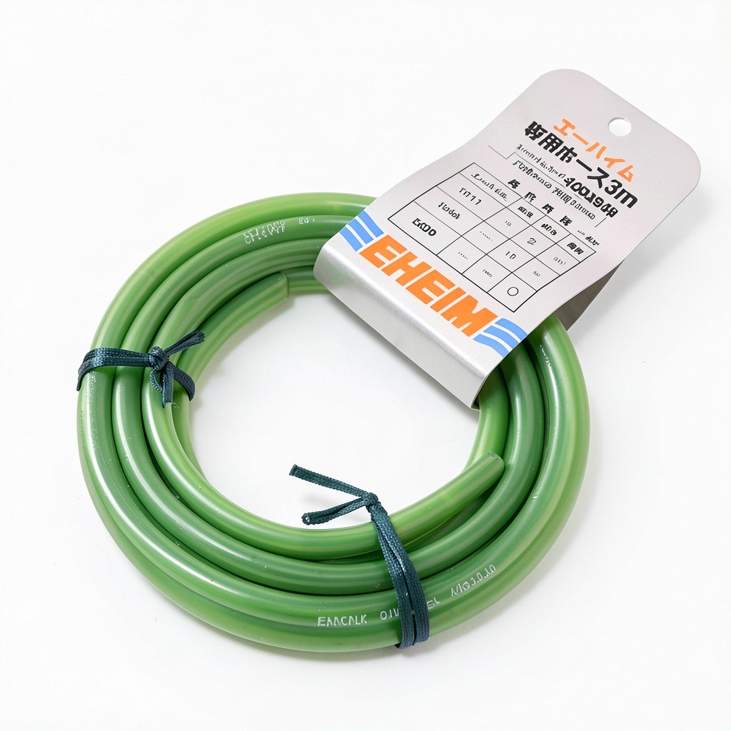 Green aquarium hose installed on an Eheim pump