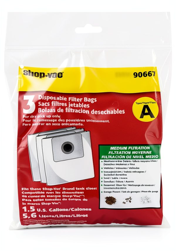 Shop Vac Disposable Filter Bags 9066733 1.5 Gallon White 3-Pack-0
