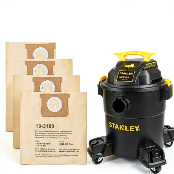 3 Pack STANLEY Filter Bag 19-3100, for 5-8 Gallon Wet/Dry Vacuum, Compatible with STANLEY SL18115 SL18115P SL18116 SL18116P SL18117 SL18701P-10A SL18410P-5A SL18410-5B and Porter-Cable PCX18406-5B-1